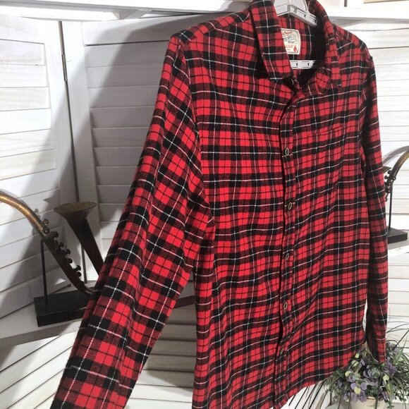 Jachs Red Black Plaid Flannel Shirt Large - Picture 3 of 7